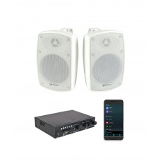 Adastra 2*BH4+A200 Πακέτο με 2 Αδιάβροχα Ηχεία 4'' και Ενισχυτή με Bluetooth Λευκό (Σετ)